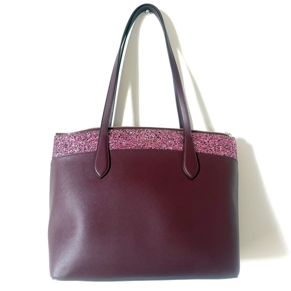 kate spade Handbags - Kate Spade Burgundy Holiday Glam Accent Tote Shoulder Bag
